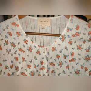 Sezane Lenie White Floral Top